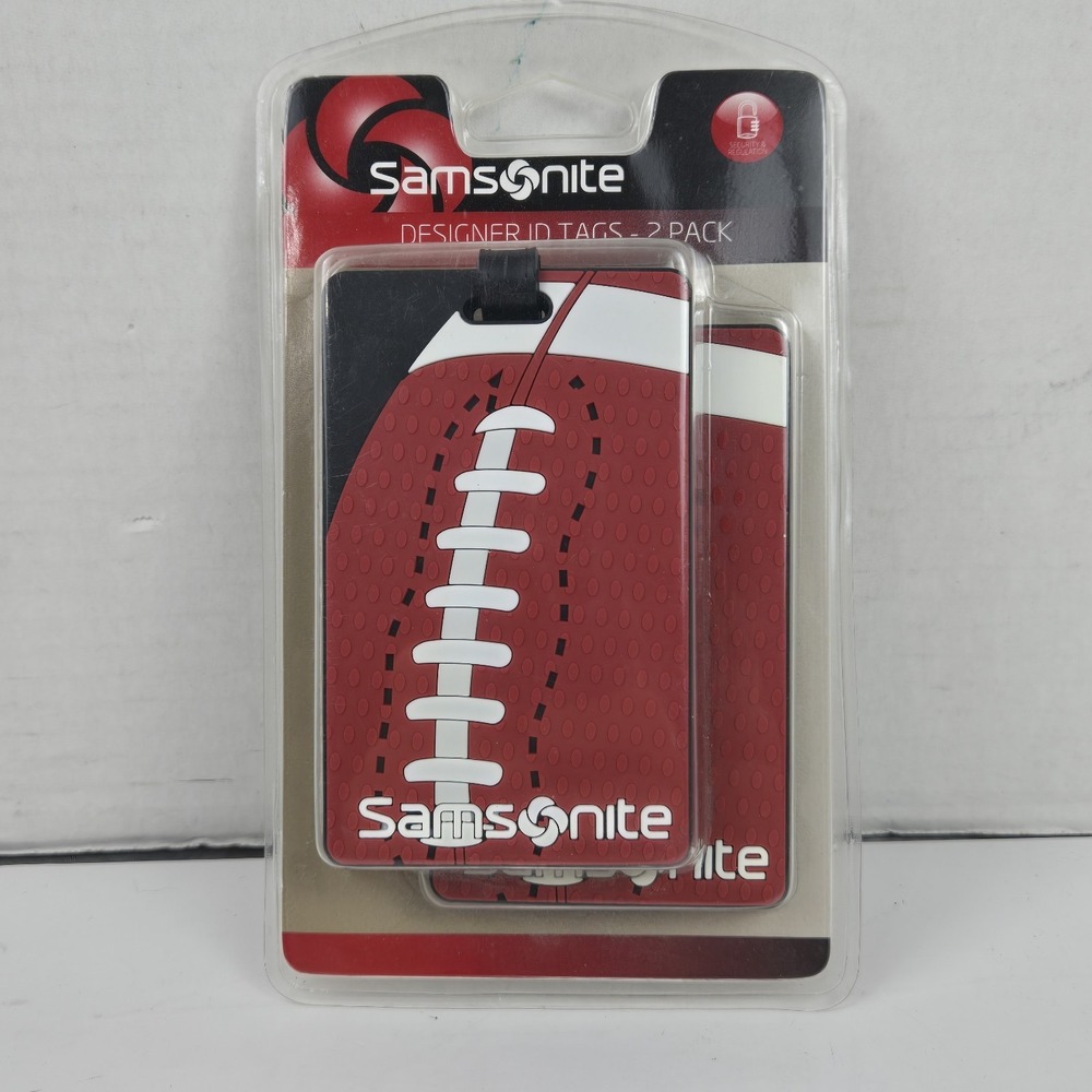 Samsonite Designer‎ ID Luggage Tags - 2 Pack Football Sports Theme NEW SEALED